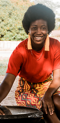 Woman working on her business